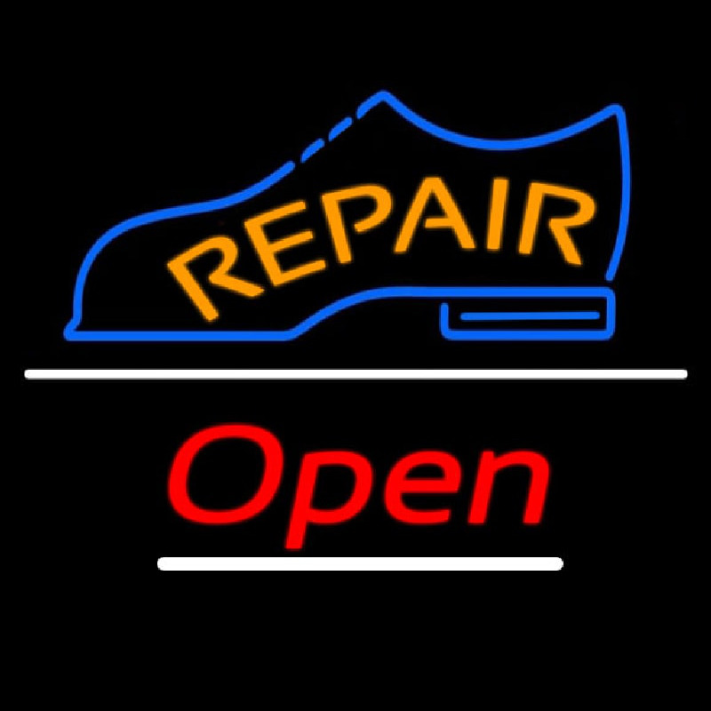 Custom Orange Repair Shoe Logo Open Neon Sign USA
