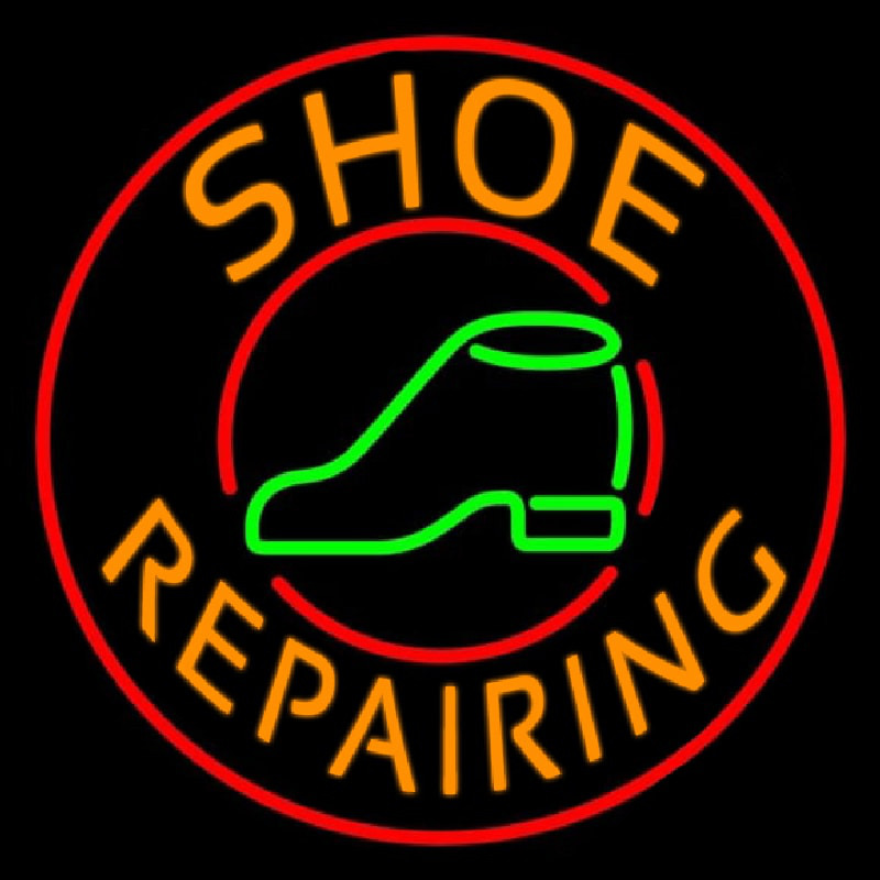 Custom Orange Shoe Repairing Neon Sign