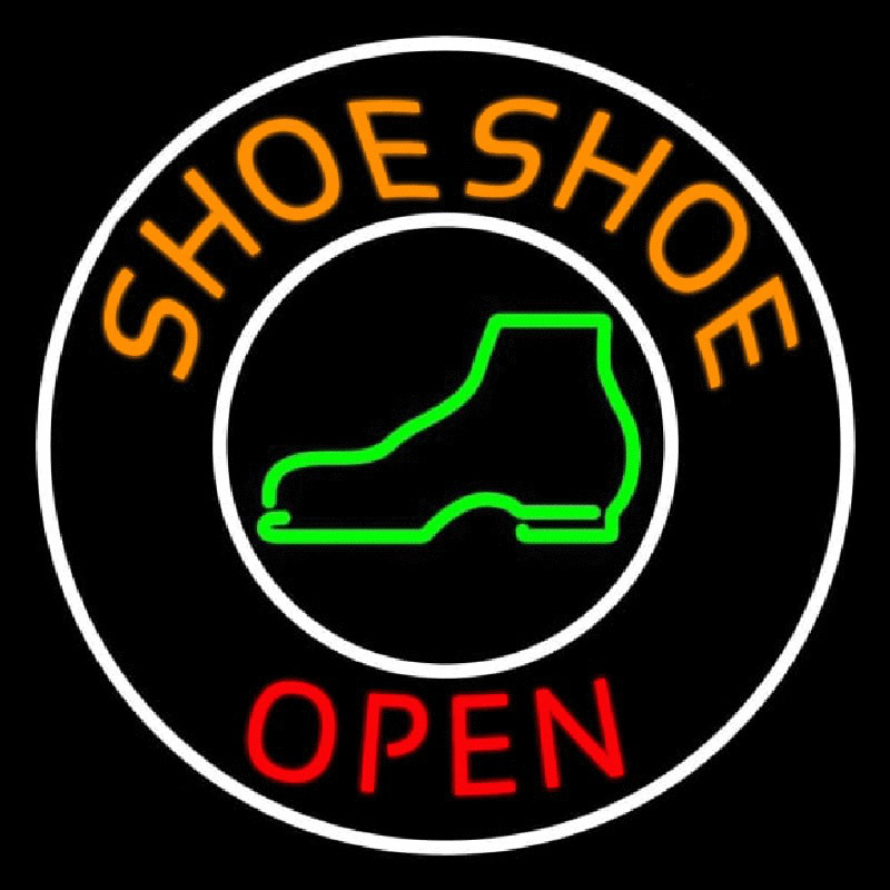 Custom Orange Shoe Shop Open Neon Sign USA