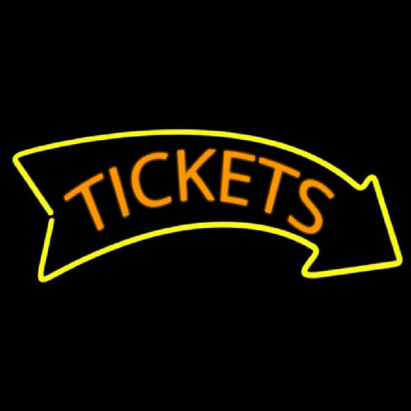 Custom Orange Tickets Yellow Arrow Neon Sign USA