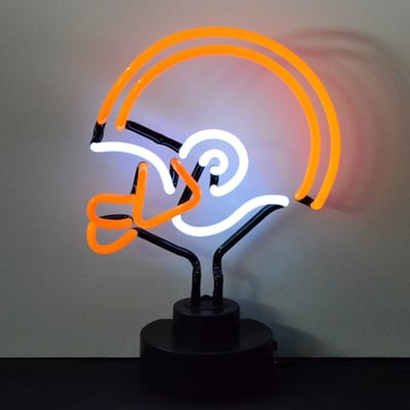 Custom Orange and White Helmet Football Desktop Neon Sign