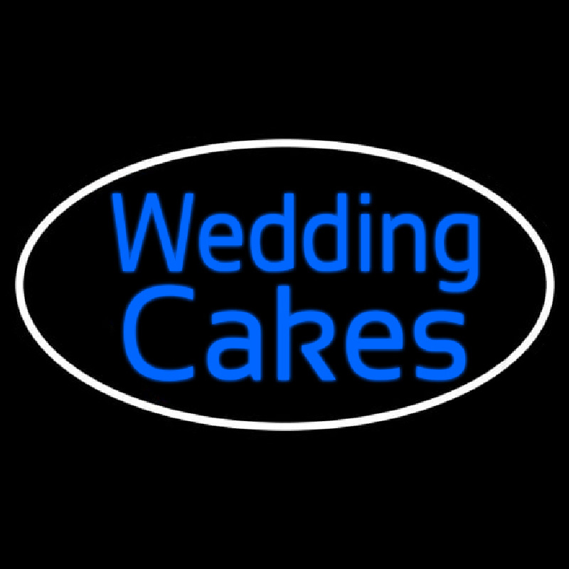 Custom Oval Blue Wedding Cakes Cursive Neon Sign USA