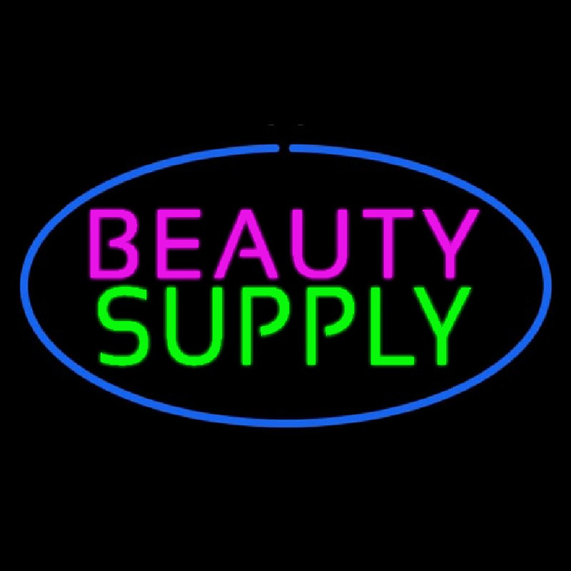 Custom Oval Pink Beauty Green Supply Blue Border Neon Sign USA