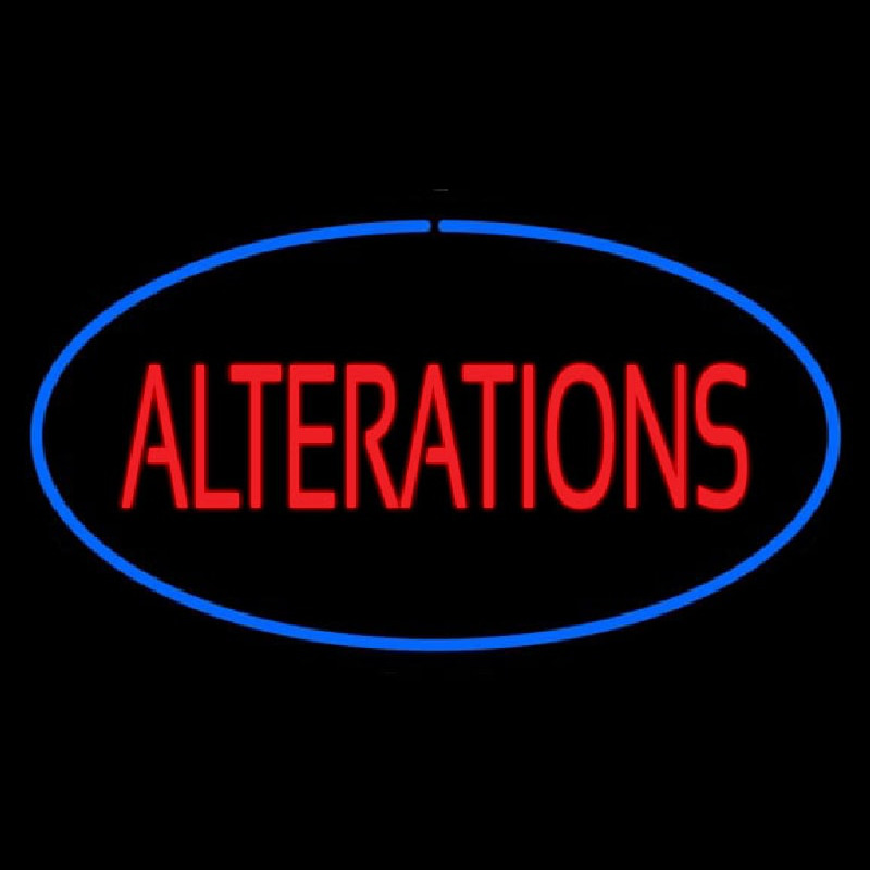 Custom Oval Red Alteration Blue Border Neon Sign USA