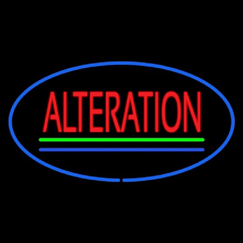 Custom Oval Red Alteration Blue Green Line Neon Sign USA