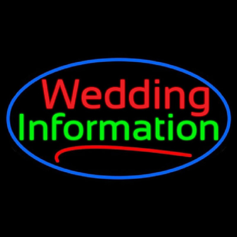 Custom Oval Wedding Information Neon Sign USA