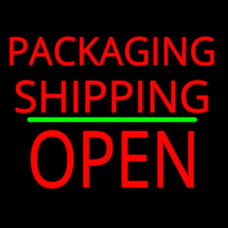 Custom Packaging Shipping Open Block Green Line Neon Sign USA