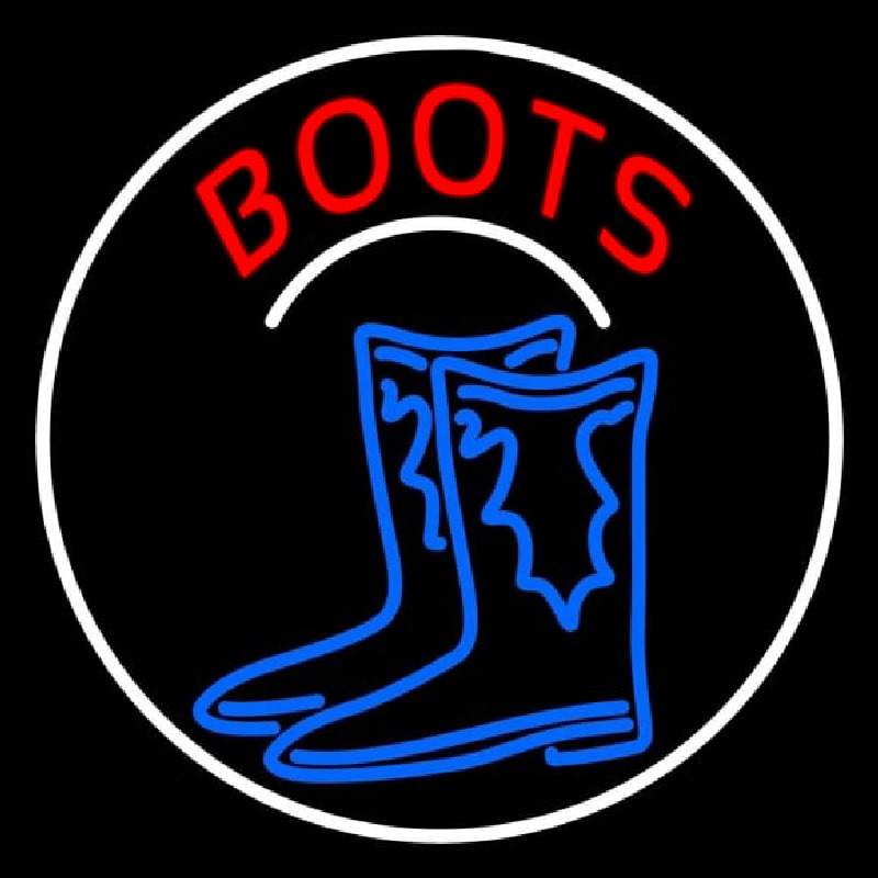 Custom Pair Of Boots Logo With Border Neon Sign USA
