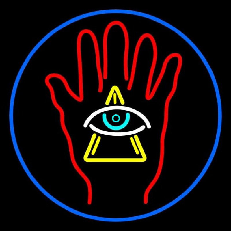 Custom Palm With Eye Pyramid Neon Sign USA