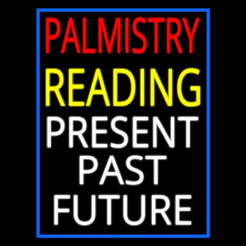 Custom Palmistry Reading Blue Border Neon Sign USA