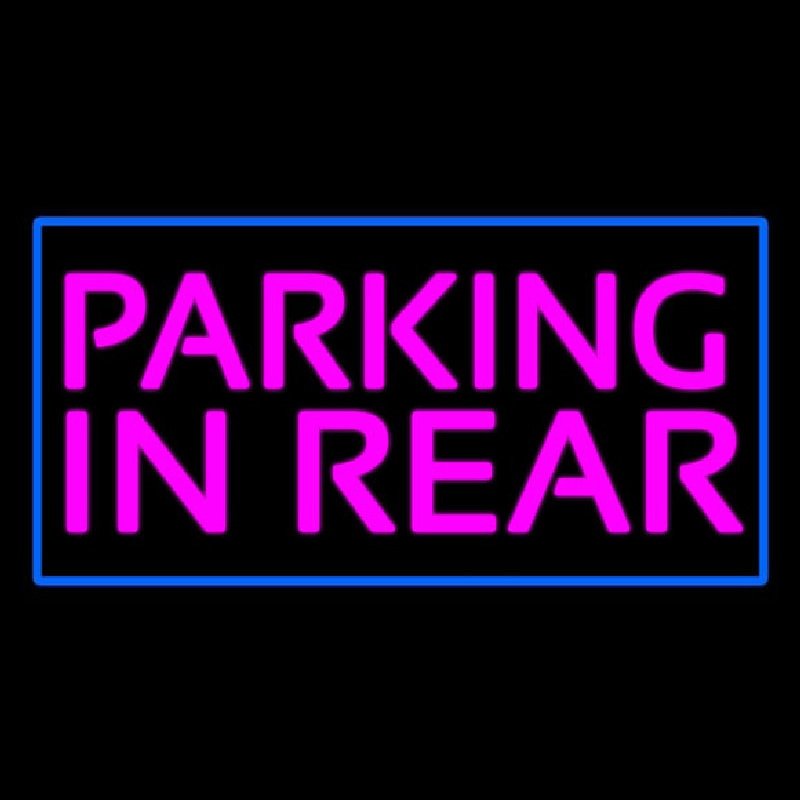 Custom Parking In Rear Blue Rectangle Neon Sign USA