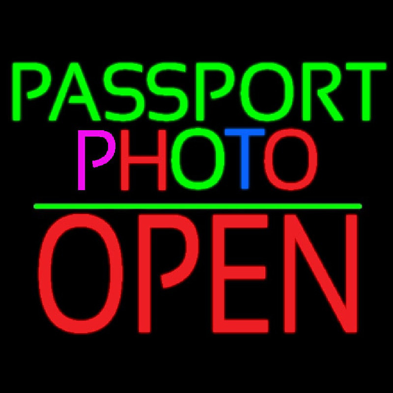 Custom Passport Multi Color Photo With Open 1 Neon Sign USA