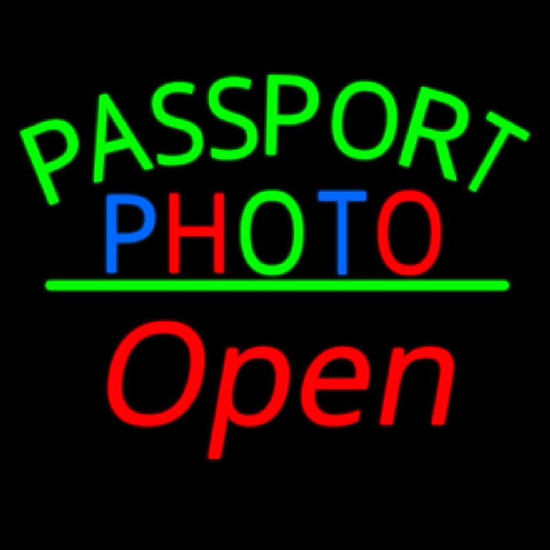 Custom Passport Multi Color Photo With Open 2 Neon Sign USA