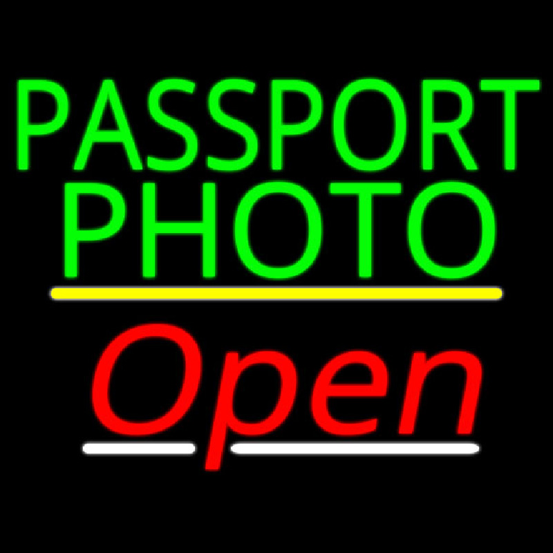 Custom Passport Photo Open Yellow Line Neon Sign USA