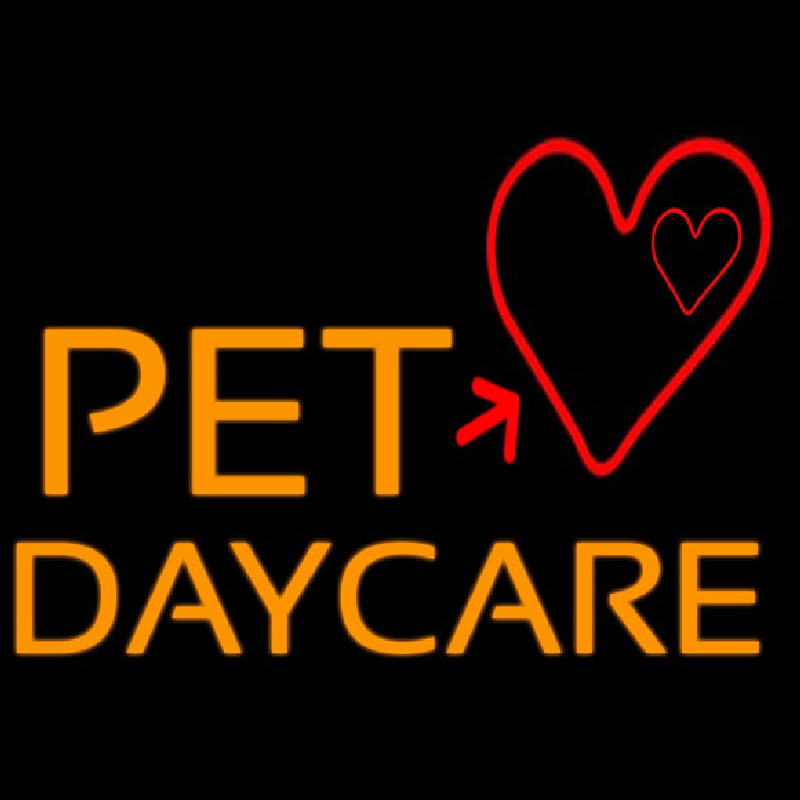 Custom Pet Day Care With Heart Neon Sign USA