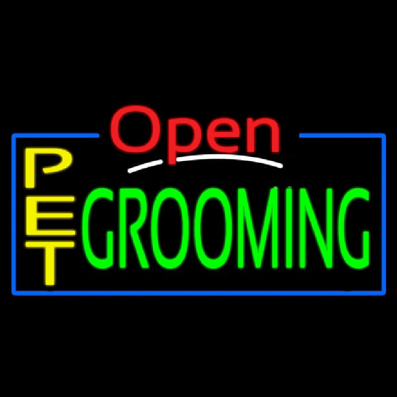 Custom Pet Grooming Open Neon Sign USA