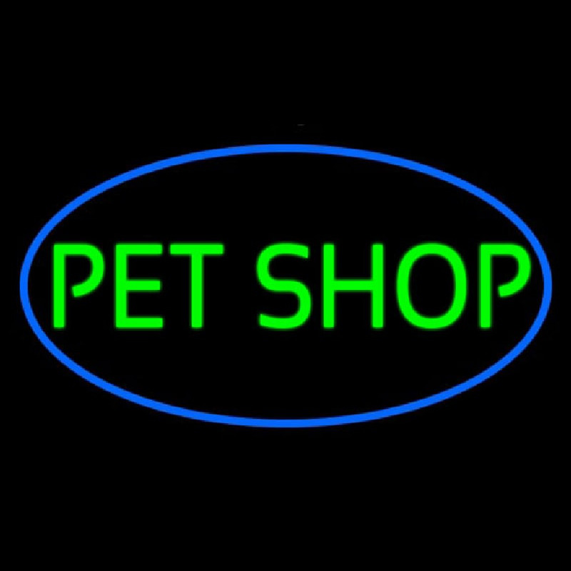 Custom Pet Shop Oval Blue Neon Sign USA