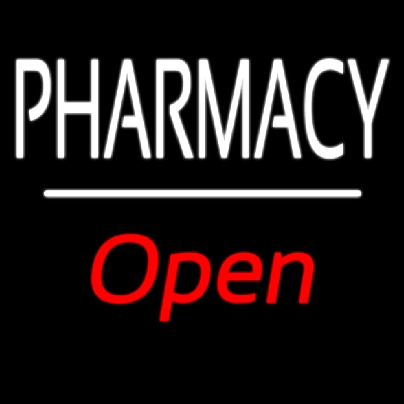 Custom Pharmacy Open White Line Neon Sign USA