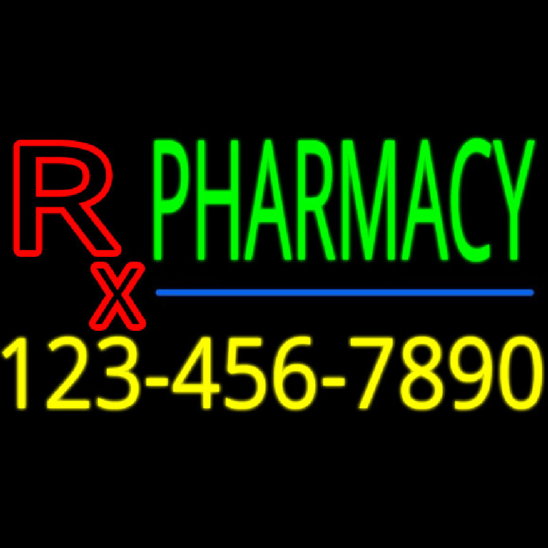 Custom Pharmacy With Phone Number Neon Sign USA
