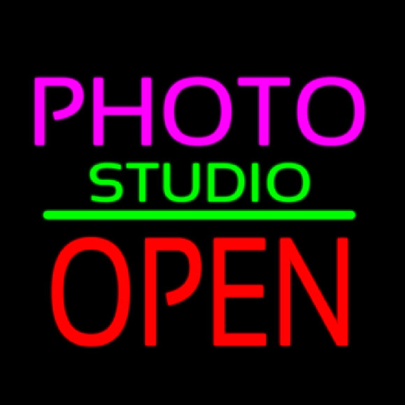 Custom Photo Studio Open Green Line Neon Sign USA