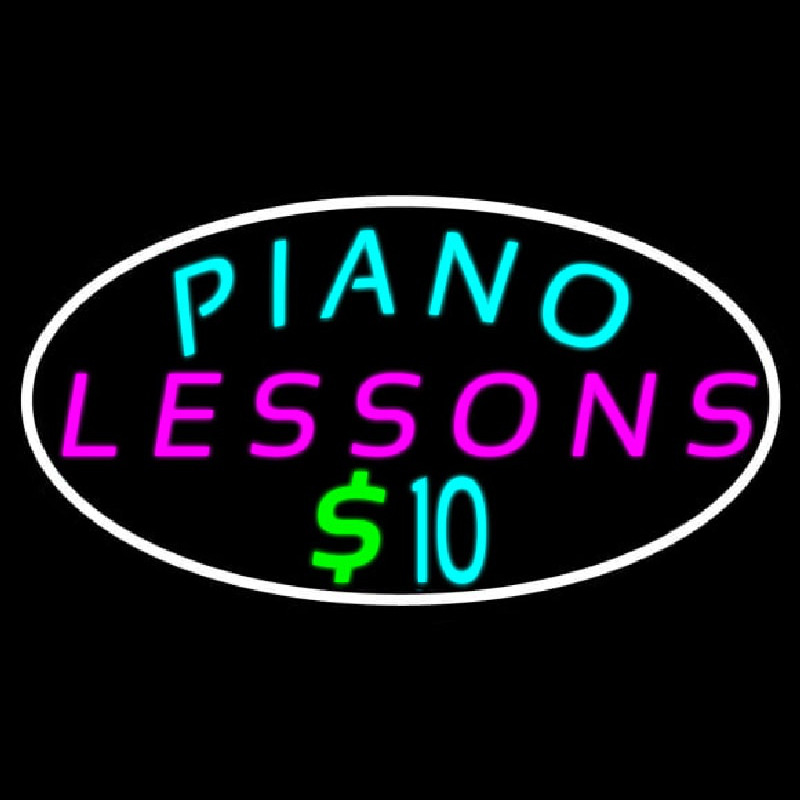 Custom Piano Lessons Dollar Neon Sign USA