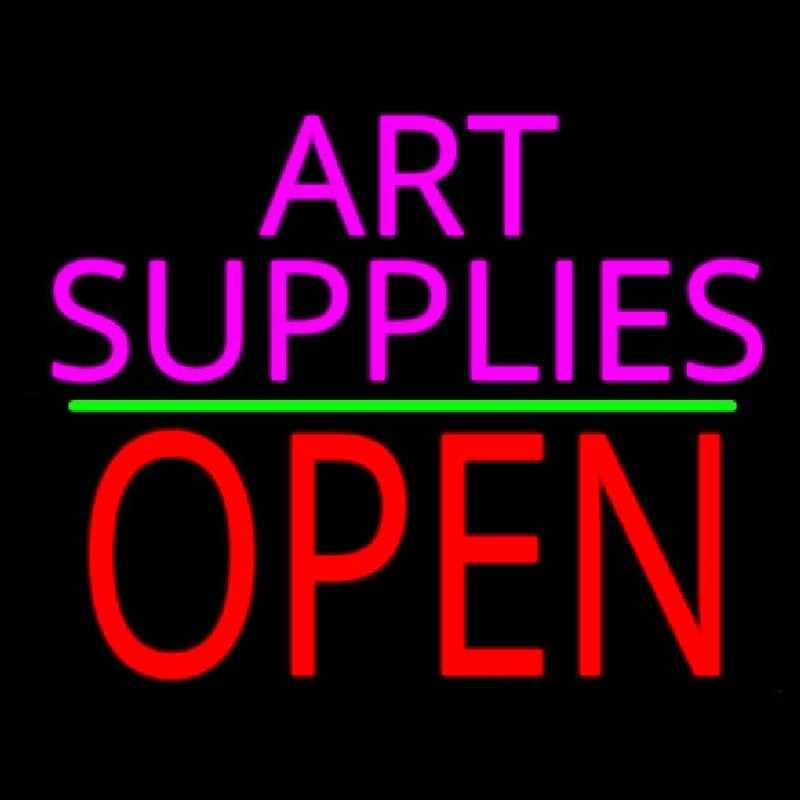 Custom Pink Art Supplies Block With Open 1 Neon Sign USA