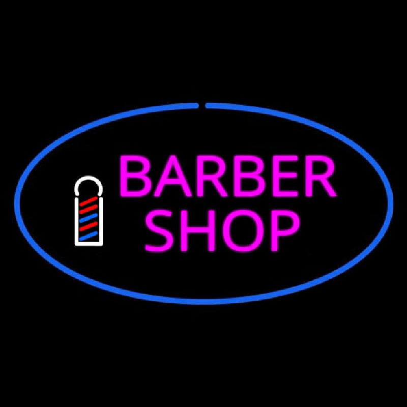 Custom Pink Barber Shop Oval Logo Neon Sign USA