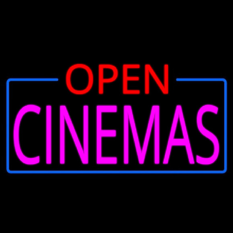 Custom Pink Cinemas Open Neon Sign USA