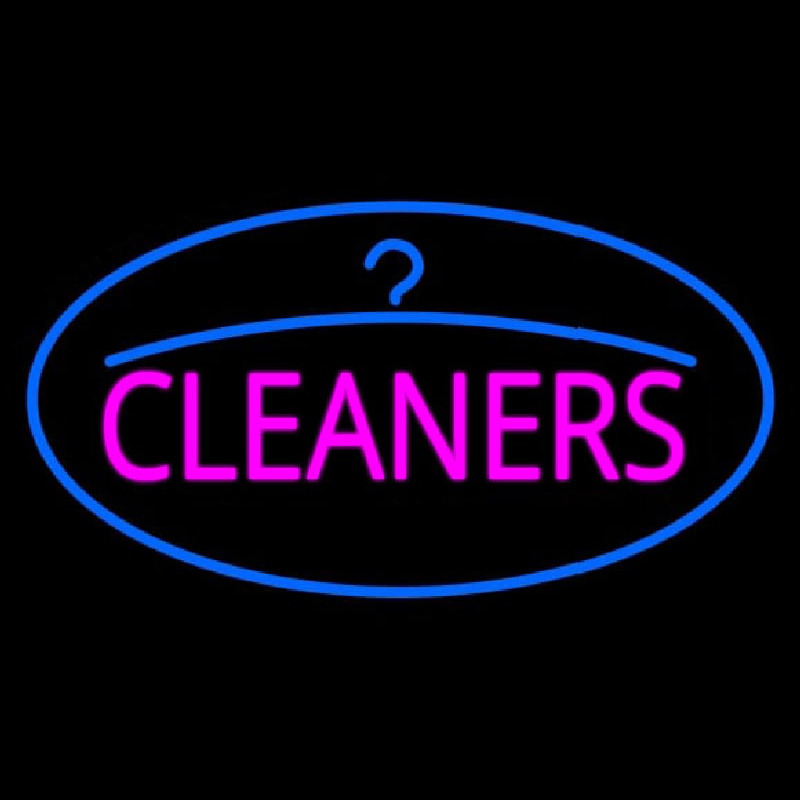 Custom Pink Cleaners Oval Blue Logo Neon Sign USA