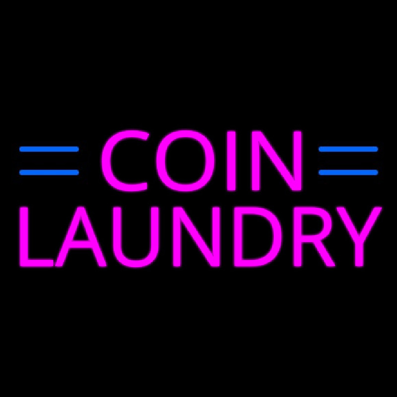 Custom Pink Coin Laundry Blue Lines Neon Sign USA