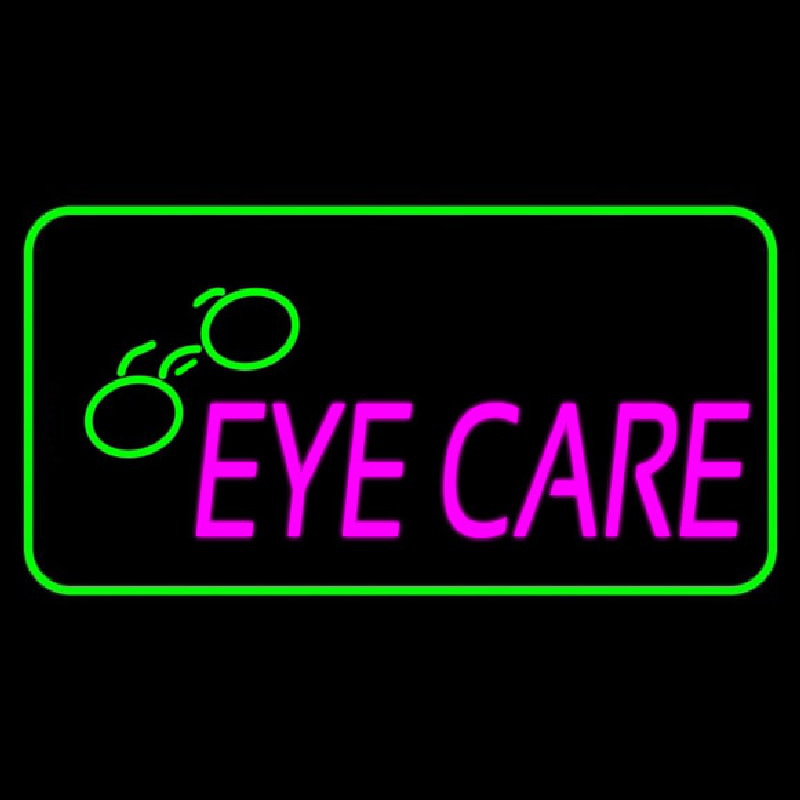 Custom Pink Eye Care Logo Green Border Neon Sign USA