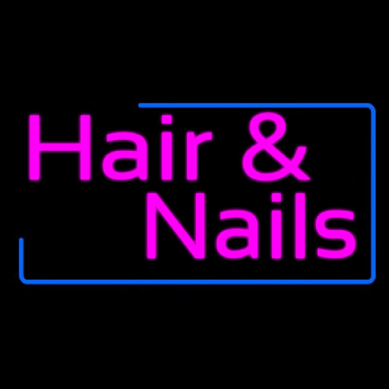 Custom Pink Hair And Nails With Blue Border Neon Sign USA