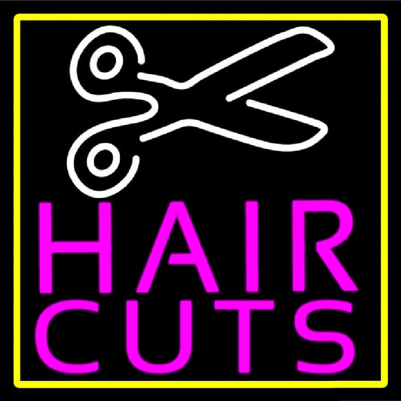 Custom Pink Hair Cut With Scissor Neon Sign USA
