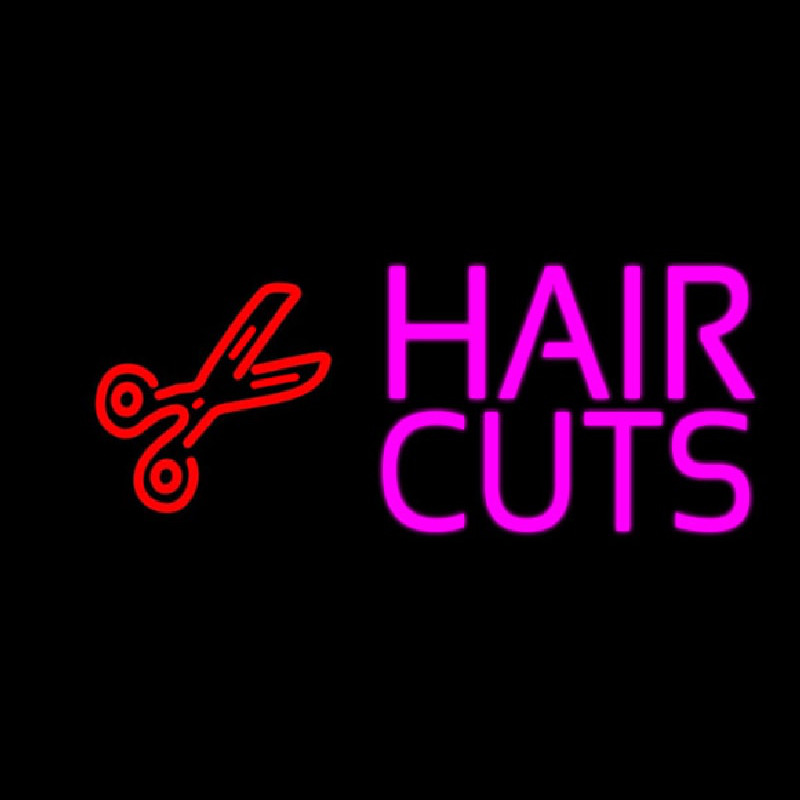 Custom Pink Hair Cut With Scissor Neon Sign USA