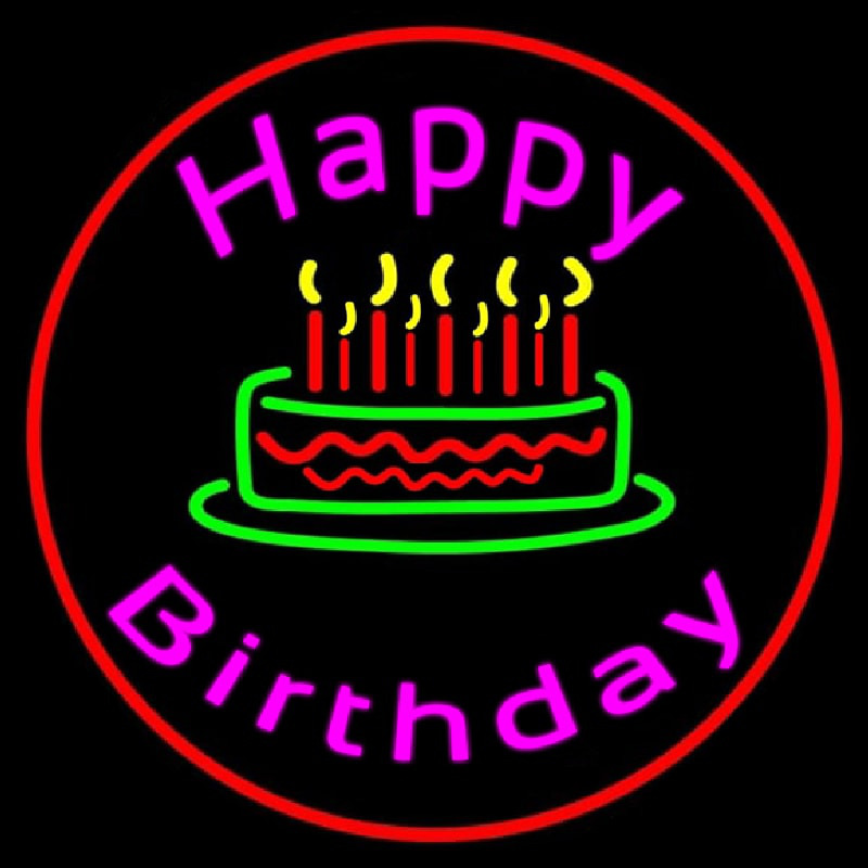 Custom Pink Happy Birthday Neon Sign USA