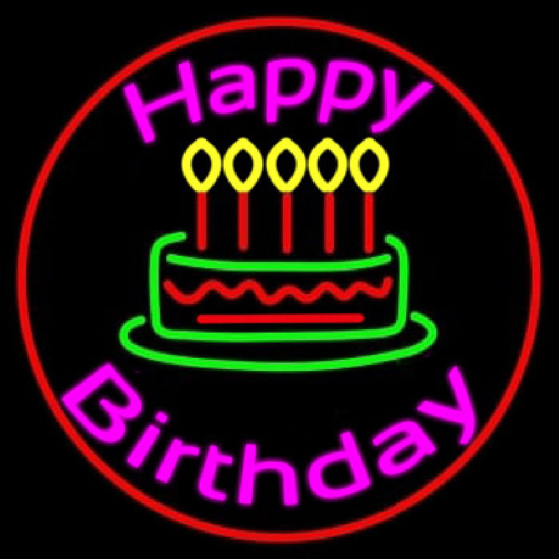 Custom Pink Happy Birthday Neon Sign USA