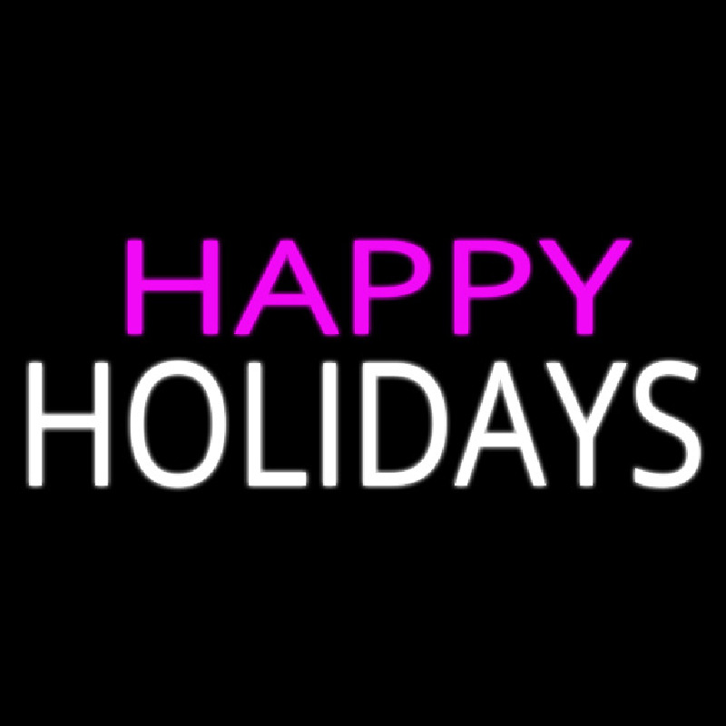 Custom Pink Happy White Holidays Neon Sign USA