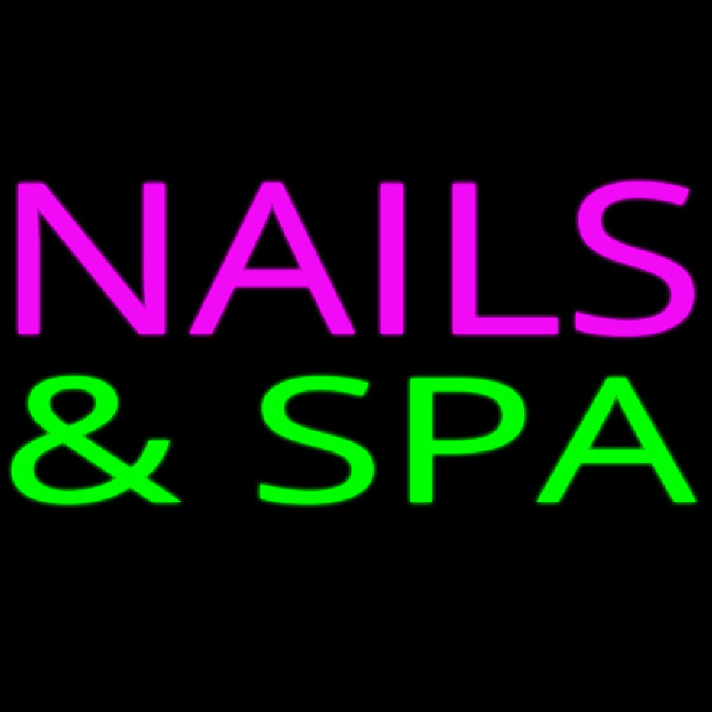 Custom Pink Nails And Green Spa Neon Sign USA