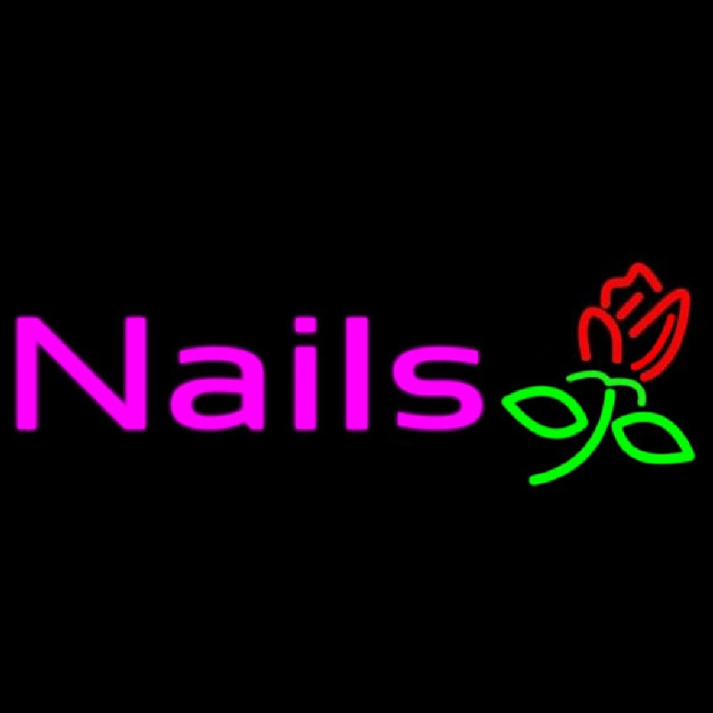 Custom Pink Nails With Flower Logo Neon Sign USA