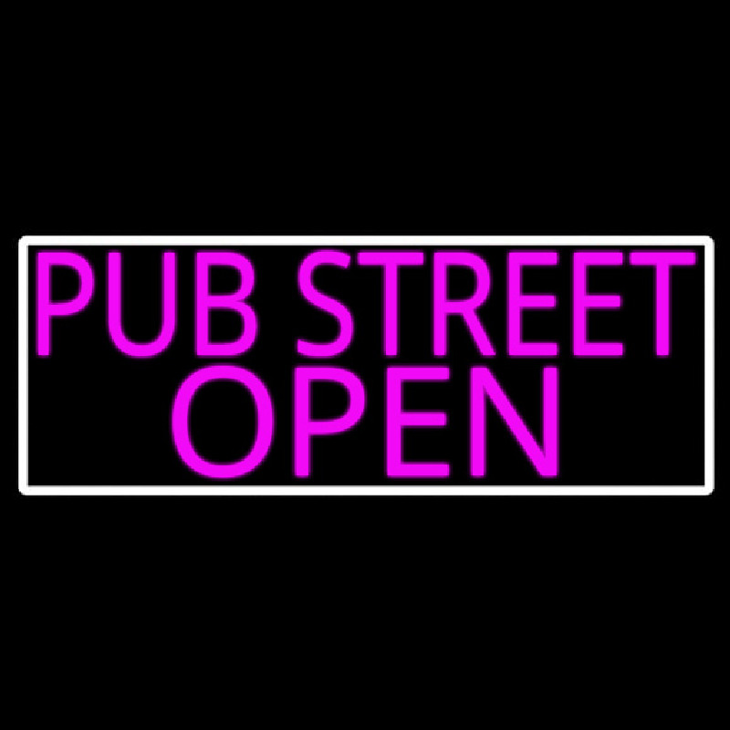 Custom Pink Pub Street Open With White Border Neon Sign USA