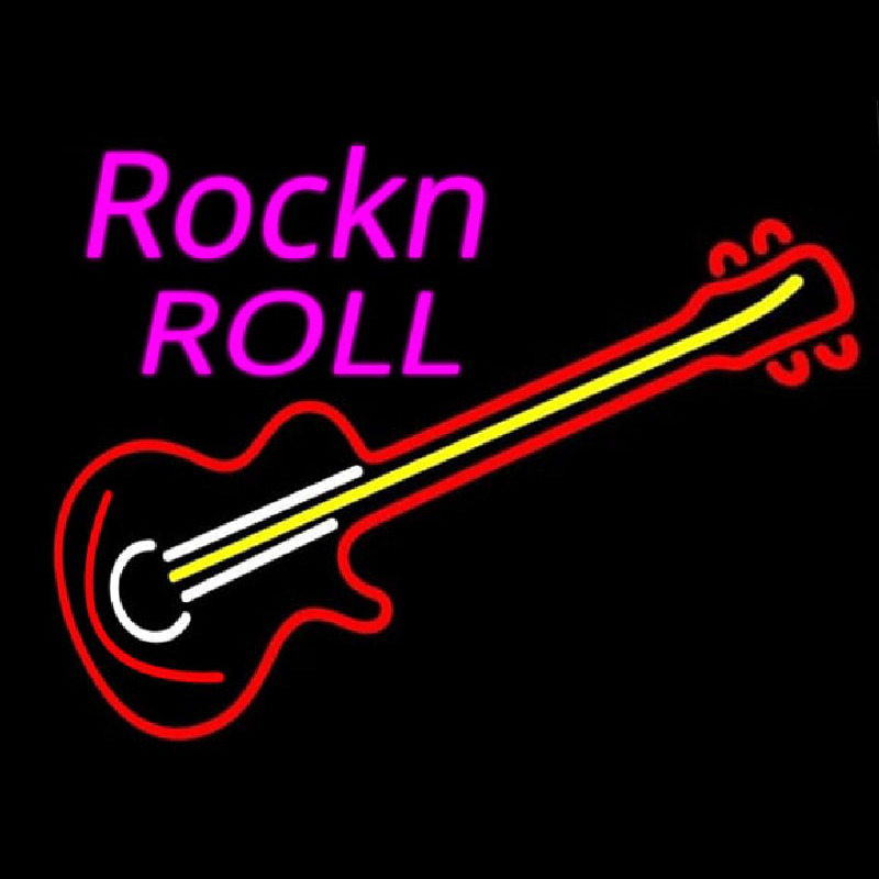 Custom Pink Rock N Roll Guitar Neon Sign USA