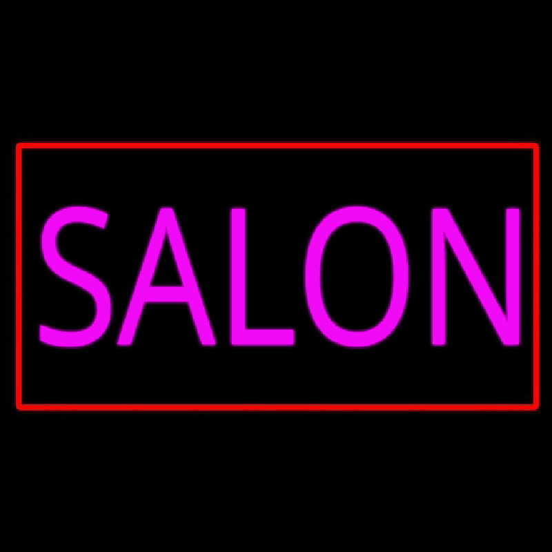 Custom Pink Salon With Red Border Neon Sign USA