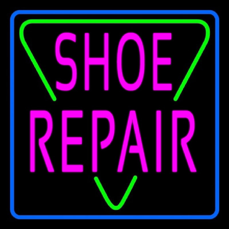 Custom Pink Shoe Repair Block Neon Sign USA