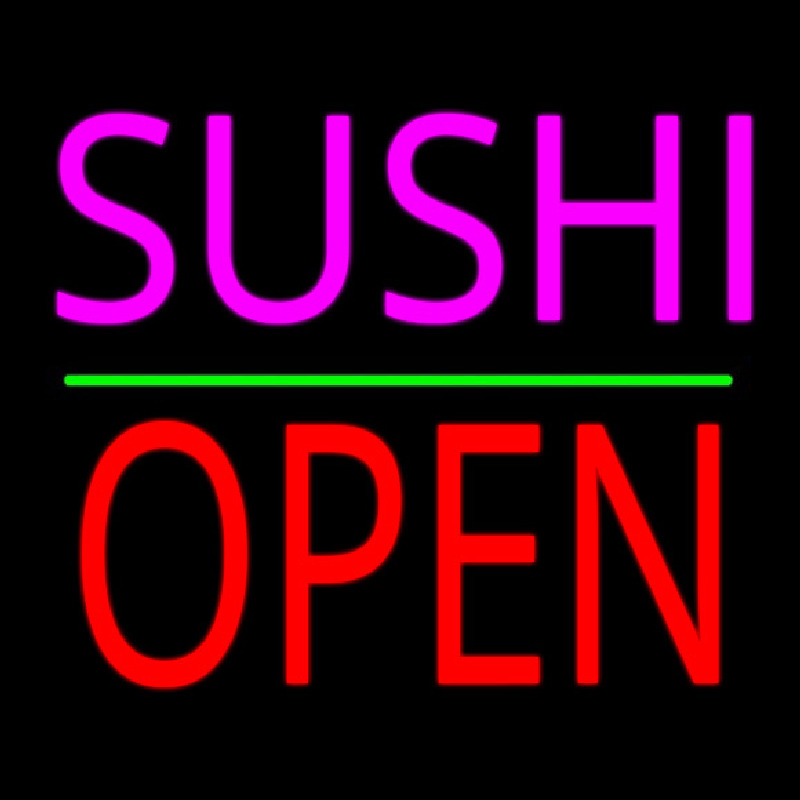 Custom Pink Sushi Block Open Green Line Neon Sign USA