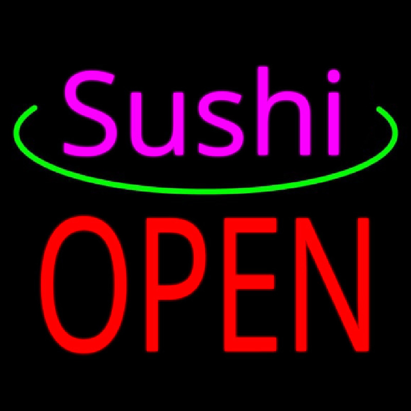 Custom Pink Sushi Block Open Neon Sign USA