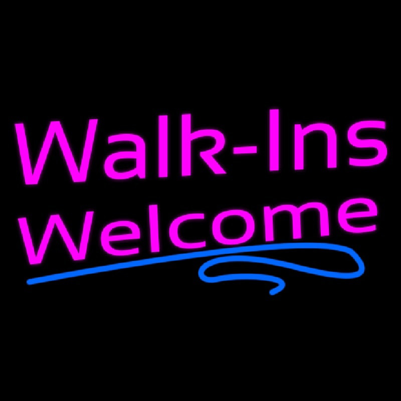 Custom Pink Walk Ins Welcome Blue Lines Neon Sign USA