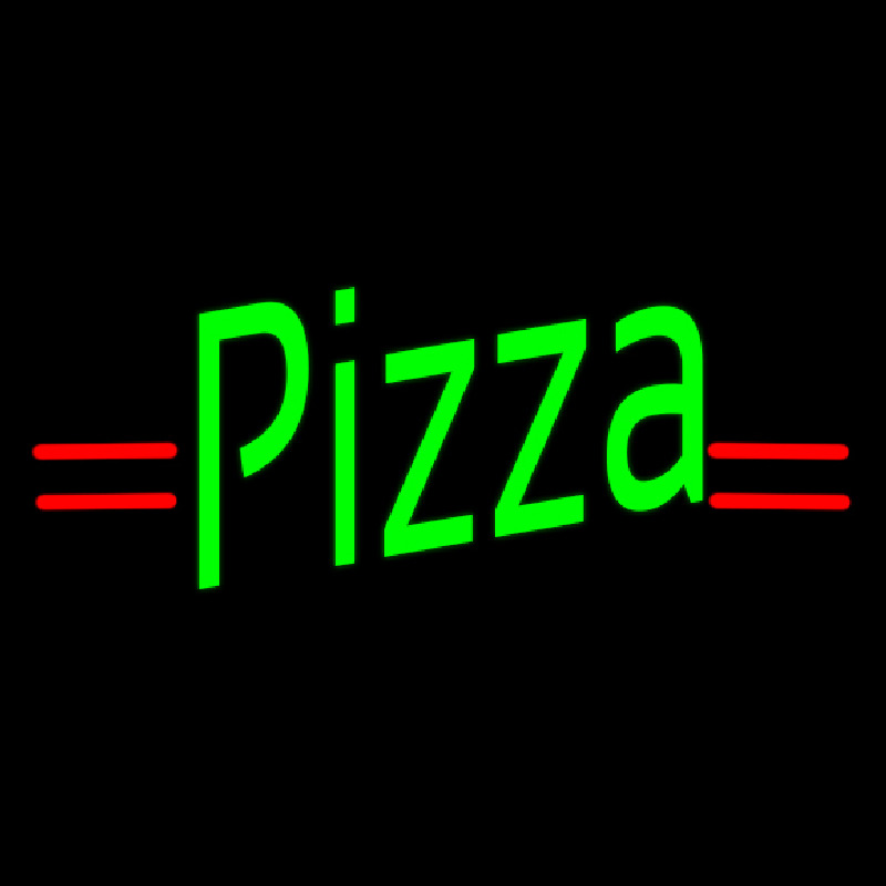 Custom Pizza In Neon Green With Red Lines Neon Sign USA