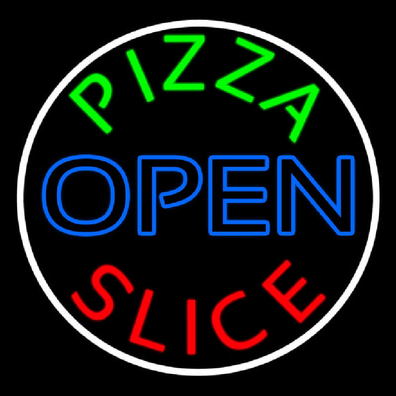 Custom Pizza Slice Open Neon Sign USA