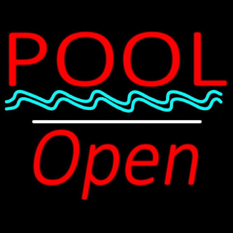 Custom Pool Open White Line Neon Sign USA