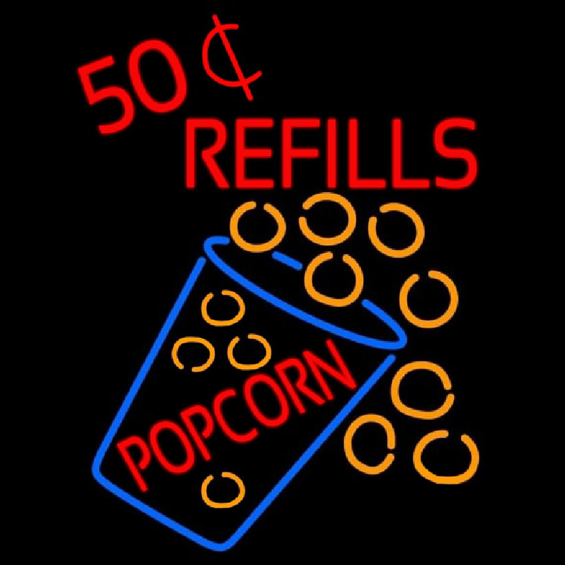 Custom Popcorn Refills Neon Sign USA
